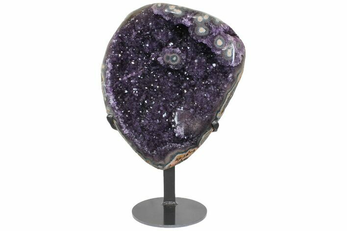 Amethyst Geode Section on Metal Stand - Deep Purple Crystals #171817
